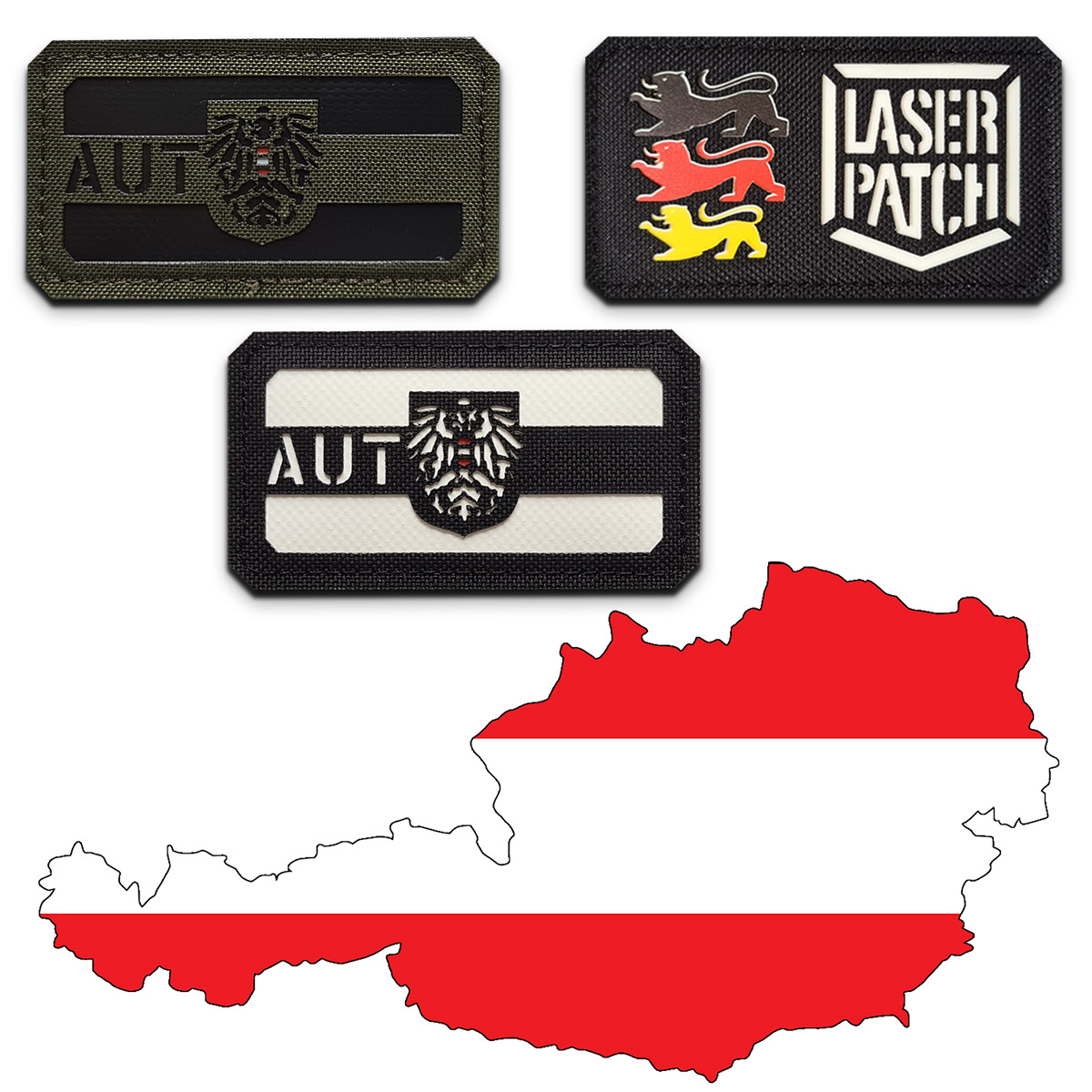 Oesterreich Flagge Lasercut Patch