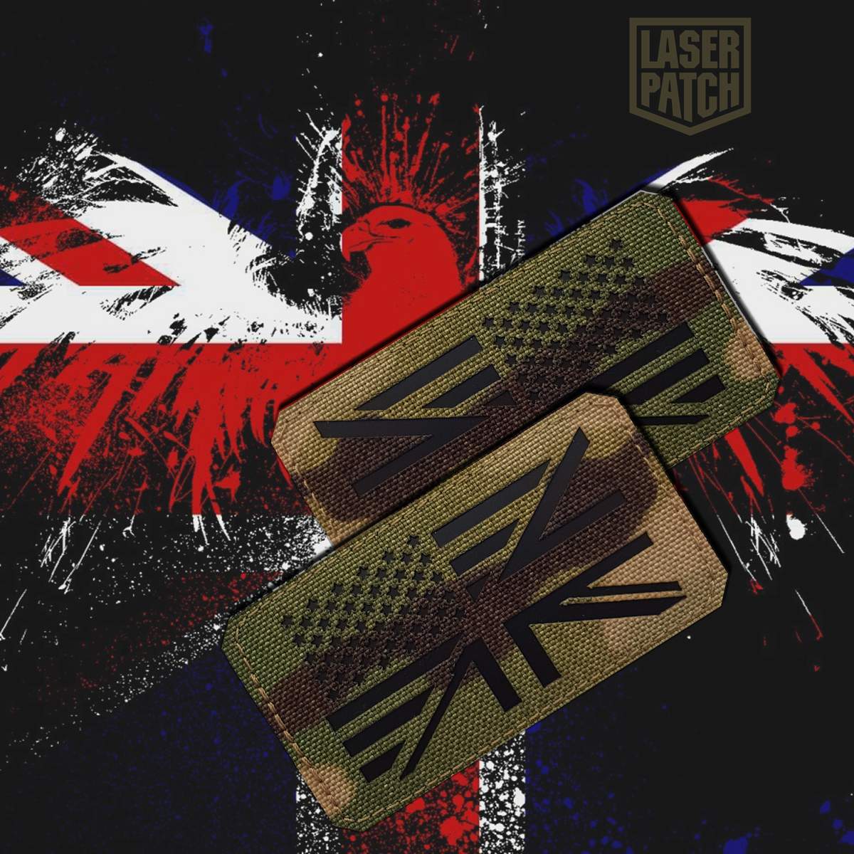 kaufen USA - UK Flagge Laser Cut Patch